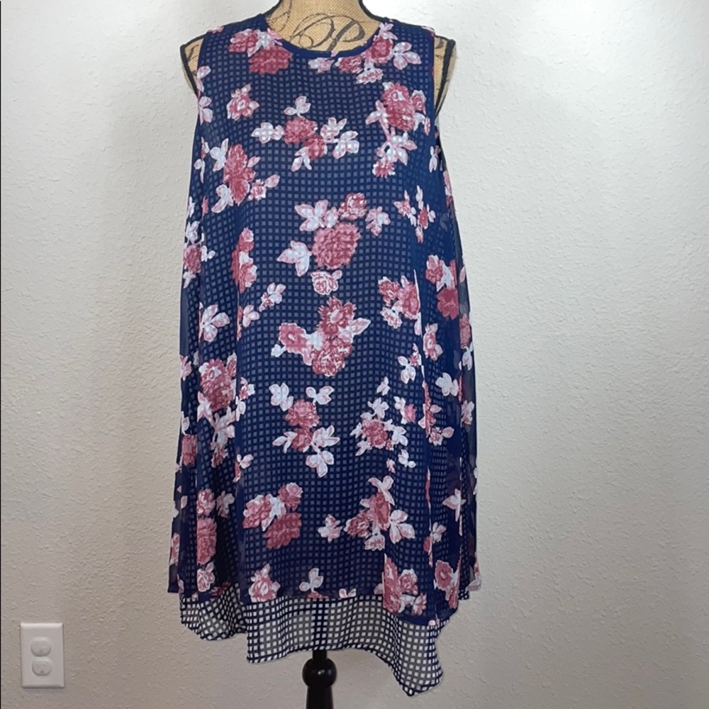 New Directions Navy Blue & Pink Dress Sz XL